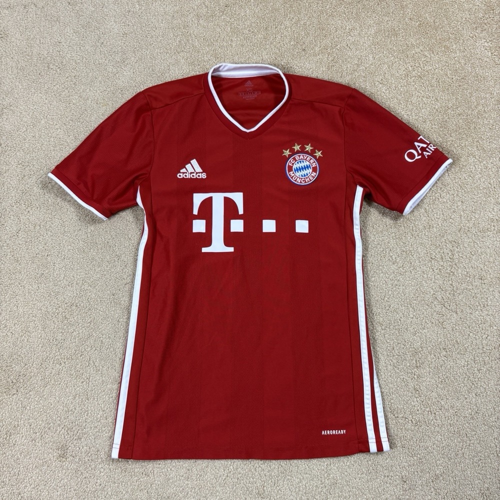 Adidas Mens Red Short Sleeve Pullover FC Bayern Munchen Soccer Jersey Size XS #2
